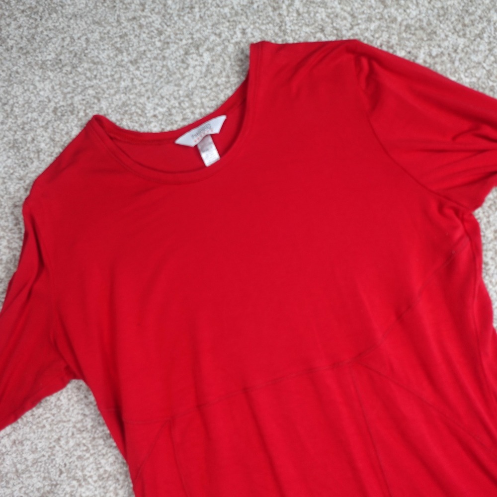 Code Happy Womens Red Long Sleeve Scrub Underscrub Top Thumbhole Cuffs Size M